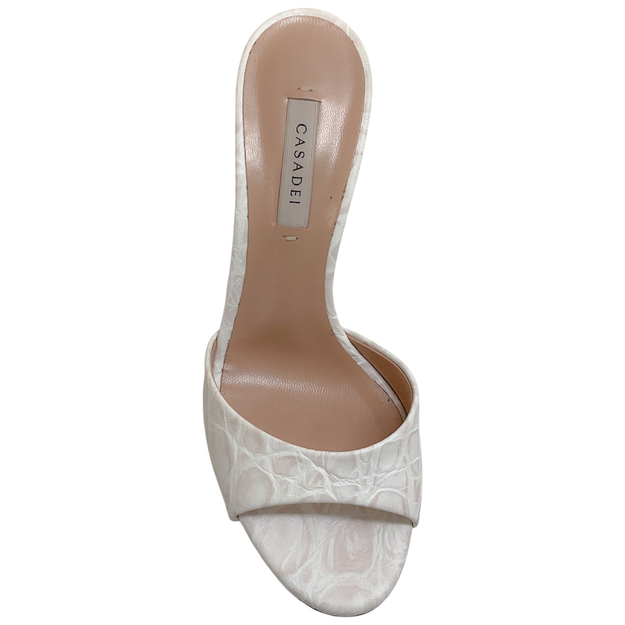 Casadei Sand Leather Kroccobell Slide Sandals