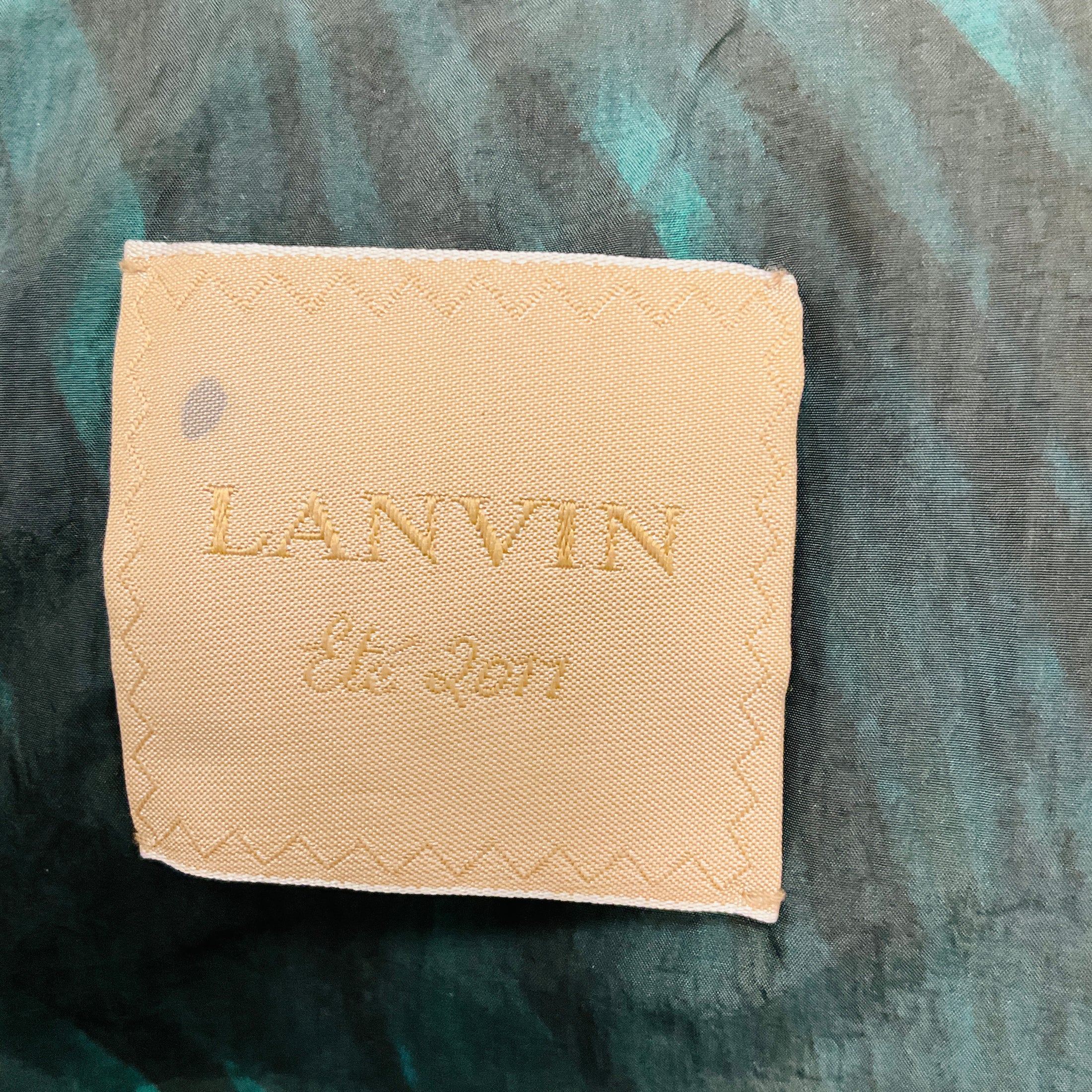 Lanvin Teal Leaf Print Nylon Swing Coat
