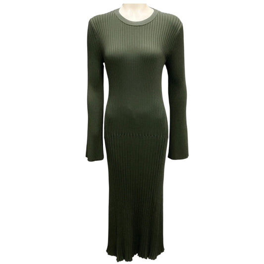 Proenza Schouler Green Midweight Viscose Rib Kenna Dress