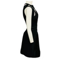 Load image into Gallery viewer, J. Mendel Black Cut Out Detail Nylon Stretch Sleeveless Flared Dress with Lamb Leather Trim
