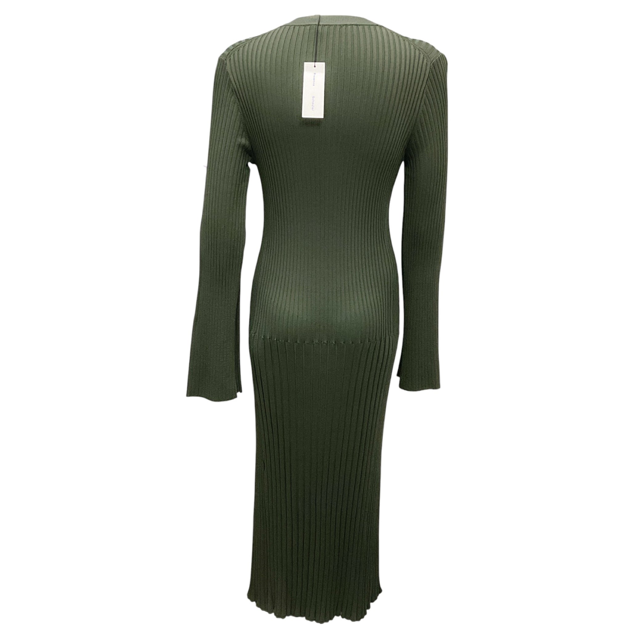 Proenza Schouler Green Midweight Viscose Rib Kenna Dress
