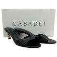 Load image into Gallery viewer, Casadei Black Leather Minorca Kitten Heel Sandals
