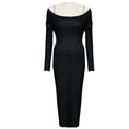 Load image into Gallery viewer, Khaite Onyx Marisole Off Shoulder Fitted Knit Midi Dress
