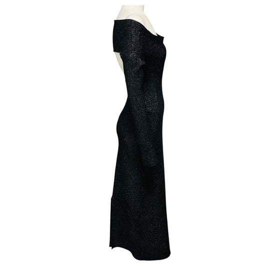 Khaite Onyx Marisole Off Shoulder Fitted Knit Midi Dress