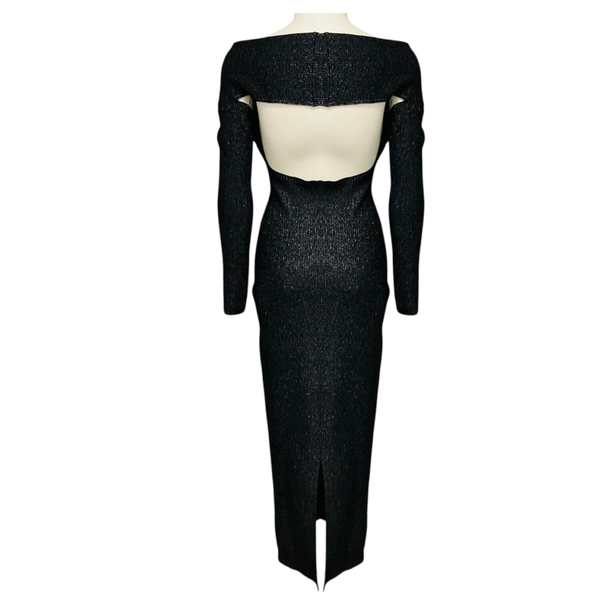 Khaite Onyx Marisole Off Shoulder Fitted Knit Midi Dress