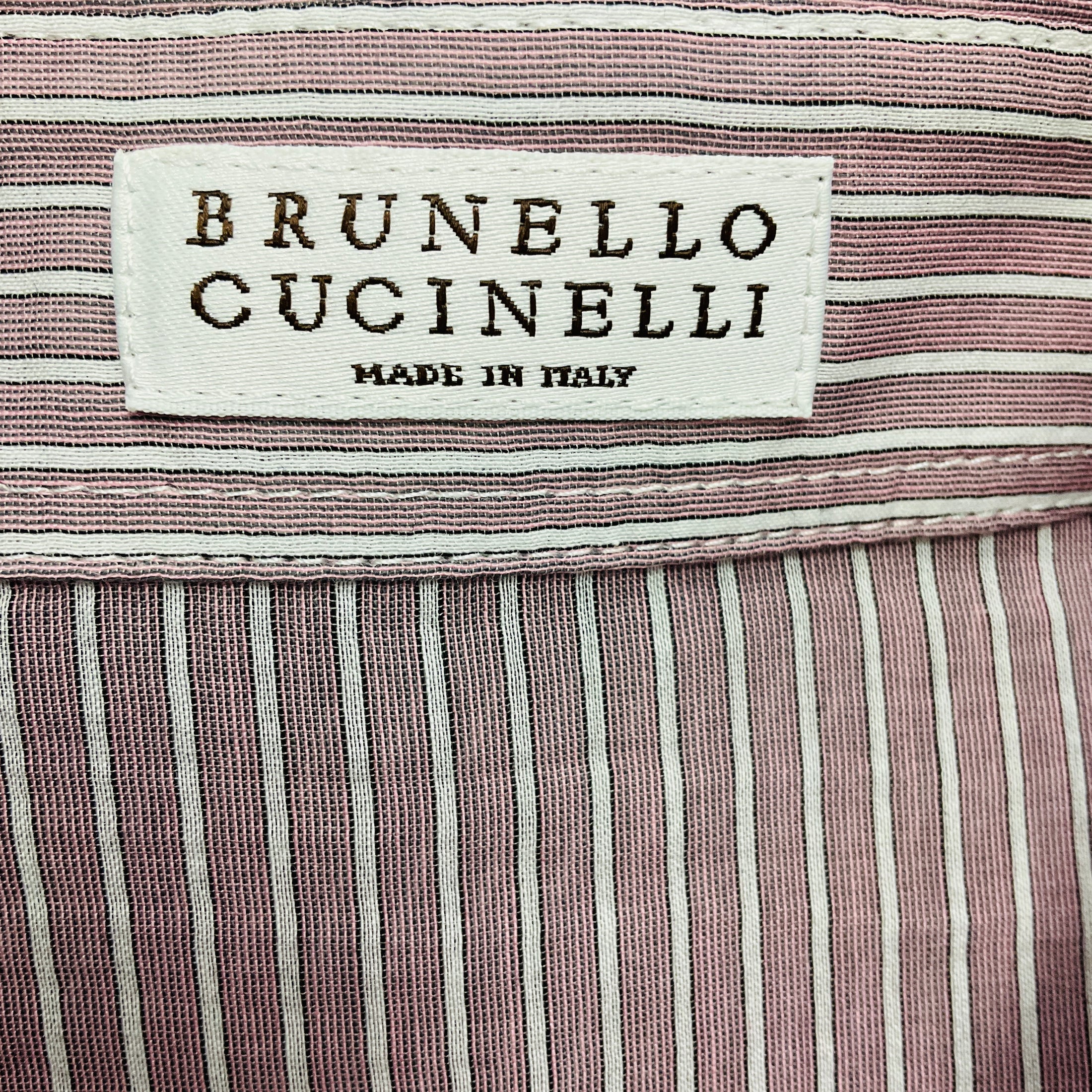 Brunello Cucinelli Purple Striped Cotton Silk Shirt / Blouse