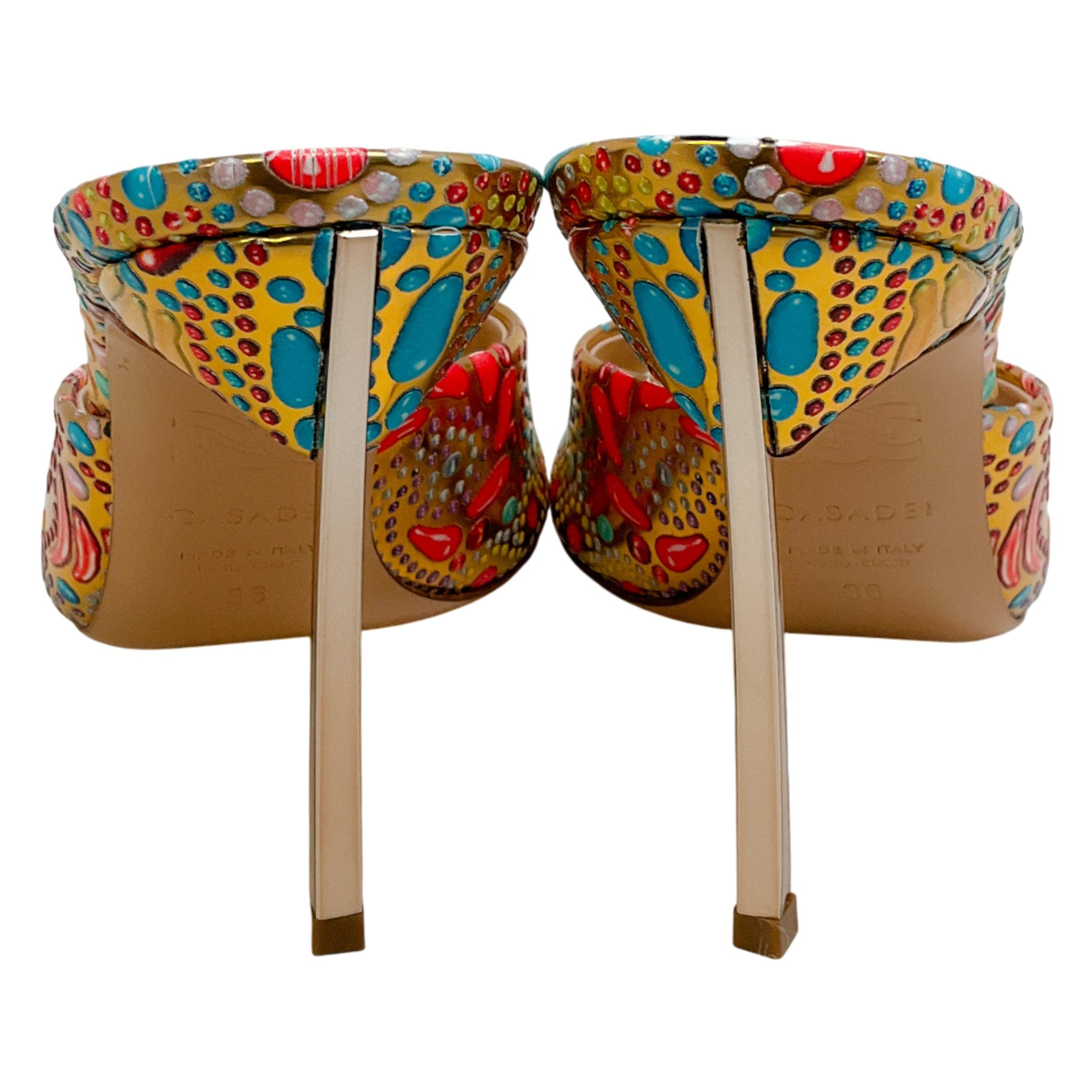 Casadei Gold Painted Nuggets Slide Sandals