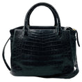 Load image into Gallery viewer, Nancy Gonzalez Black Genuine Crocodile Double Top Handle Satchel Handbag
