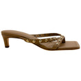 Load image into Gallery viewer, Freda Salvador Khaki Leather Elaine Studded Kitten Heel Sandals
