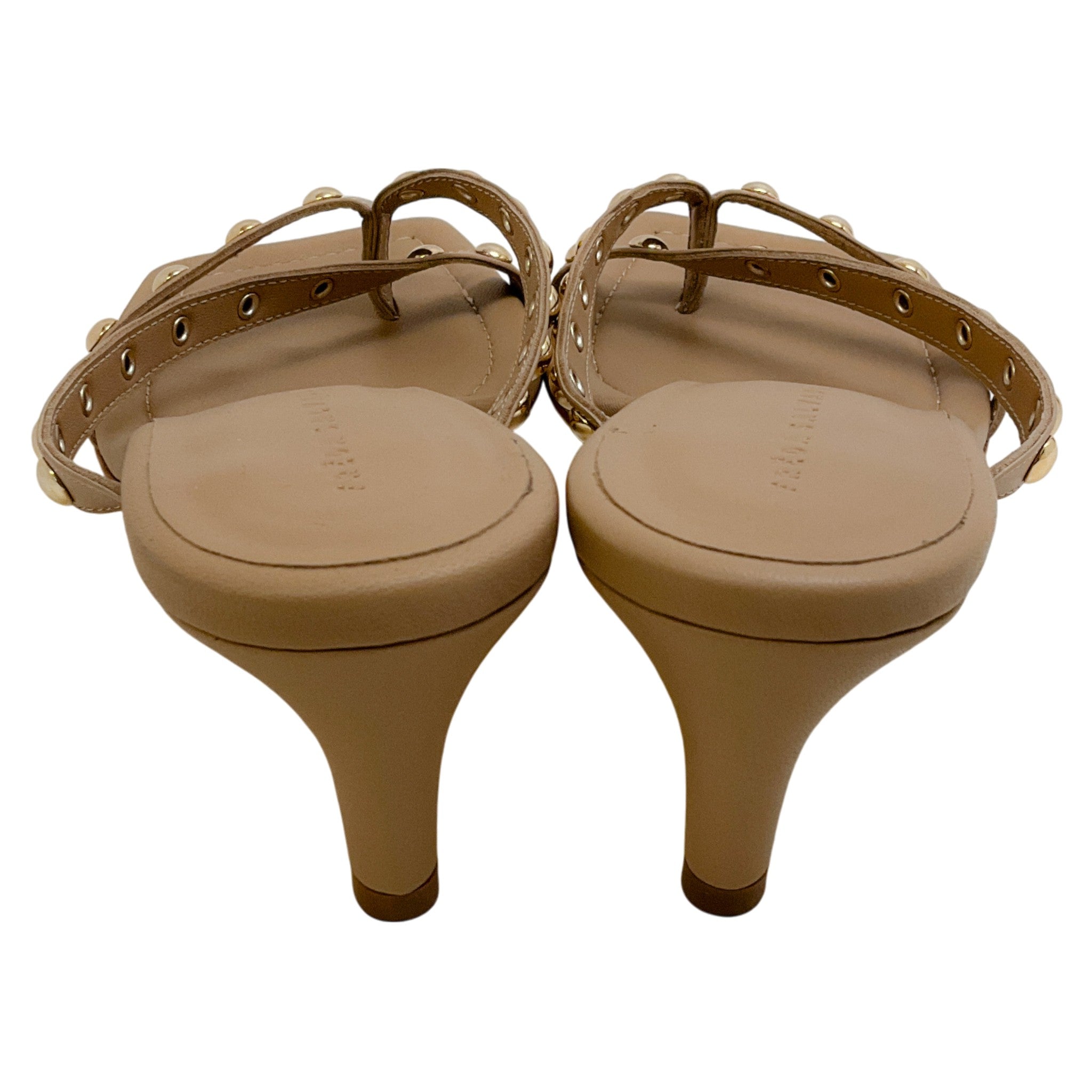 Freda Salvador Khaki Leather Elaine Studded Kitten Heel Sandals