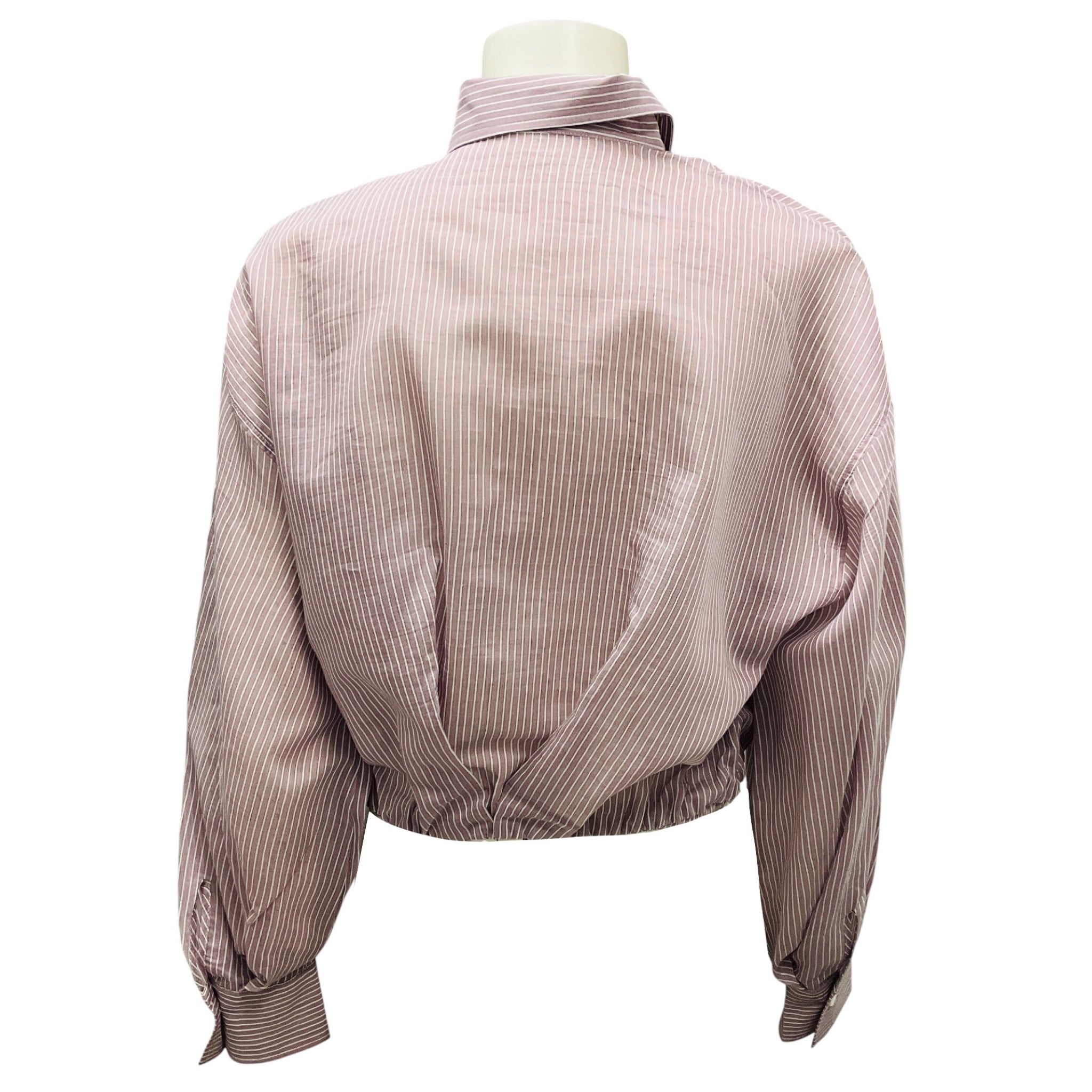 Brunello Cucinelli Purple Striped Cotton Silk Shirt / Blouse