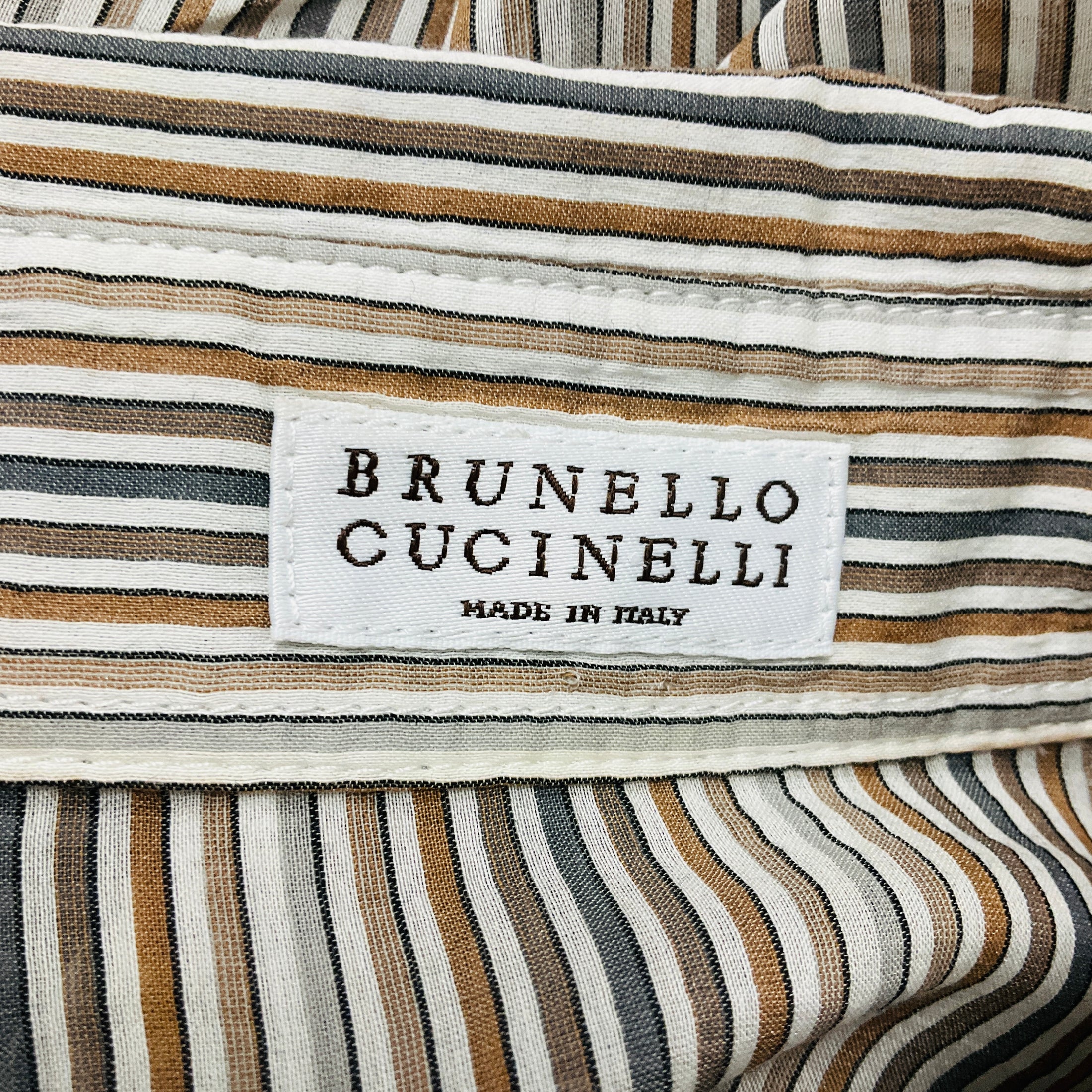 Brunello Cucinelli Multi Striped Cotton Silk Shirt / Blouse
