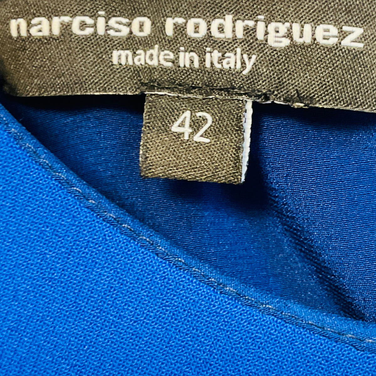 Narciso Rodriguez Cobalt Blue Fitted Crepe Midi Dress