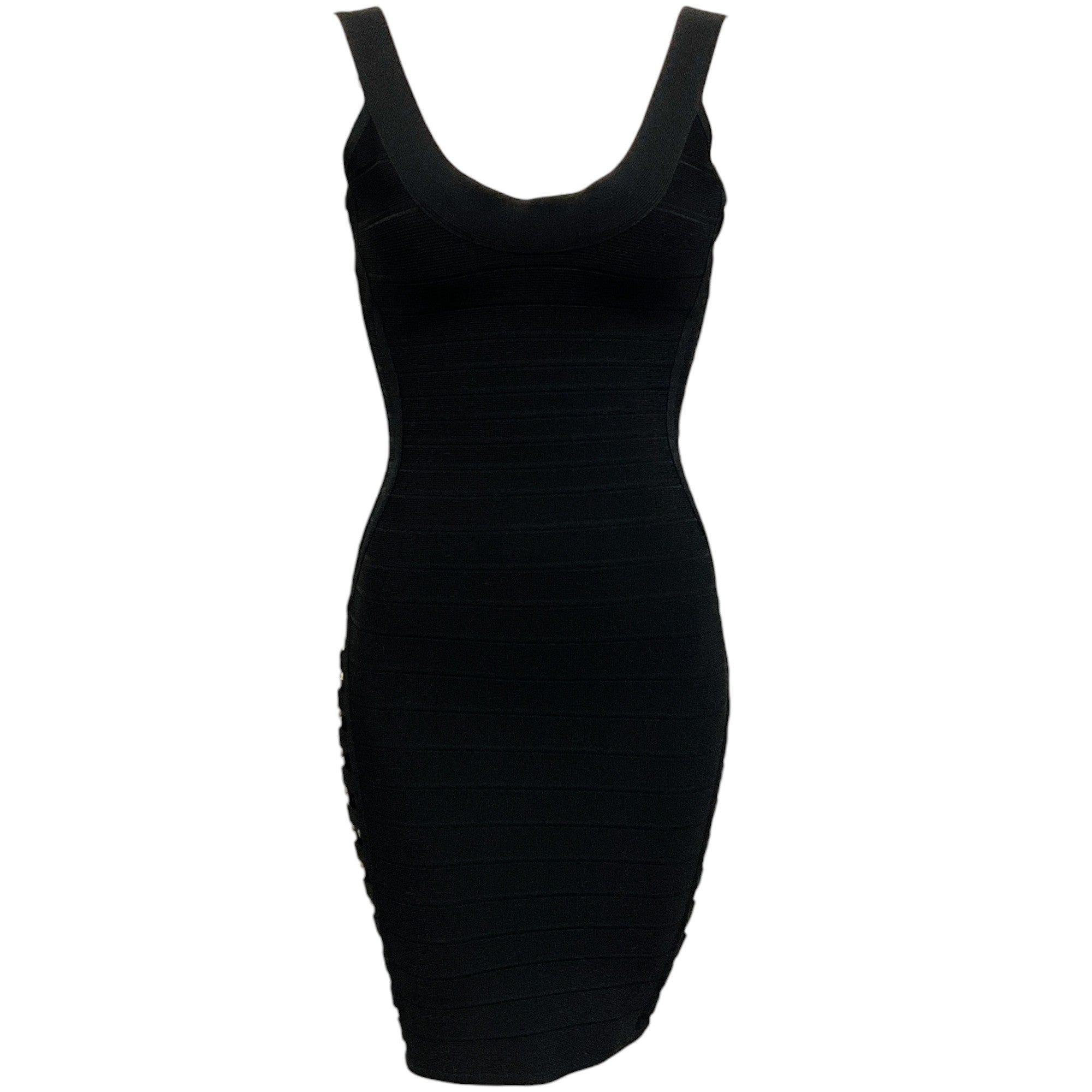 Herve Leger Black Lilykate Bandage Dress with Gold Hardware