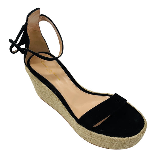 Gianvito Rossi Black Suede Espadrille Sandals