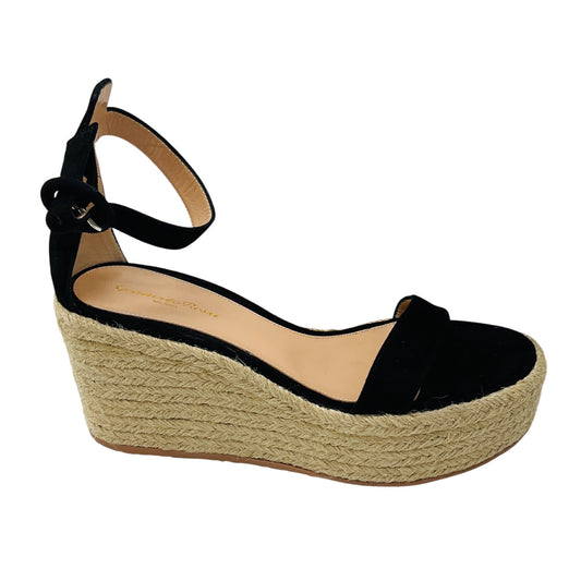 Gianvito Rossi Black Suede Espadrille Sandals