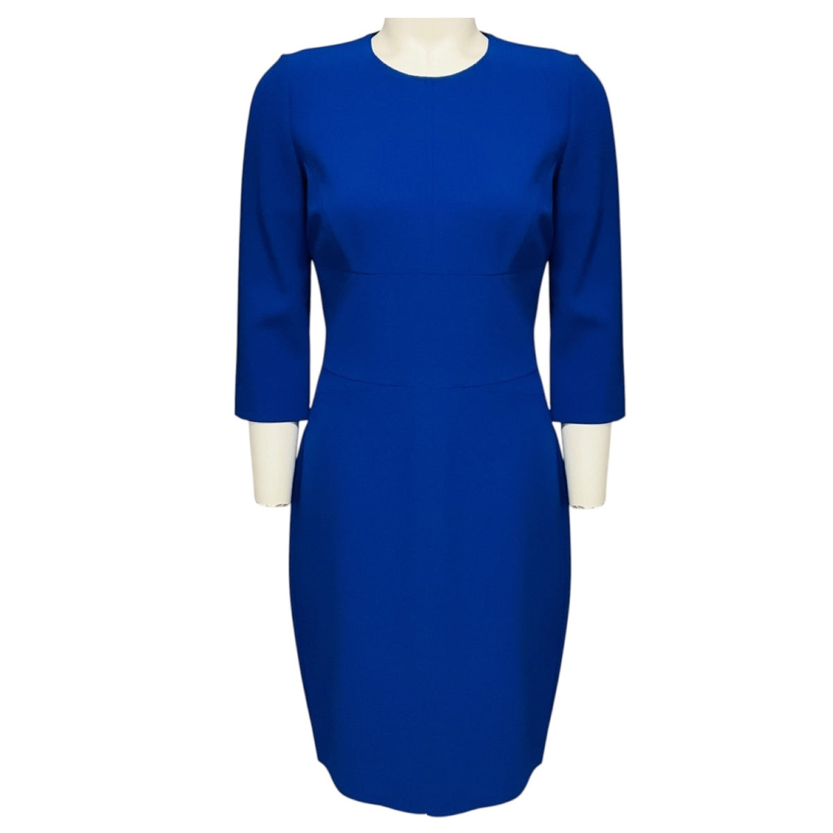 Narciso Rodriguez Cobalt Blue Fitted Crepe Midi Dress