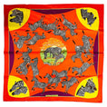 Load image into Gallery viewer, Hermes Orange Multi Les Zebres Print Square Silk Twill Scarf
