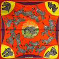 Load image into Gallery viewer, Hermes Orange Multi Les Zebres Print Square Silk Twill Scarf
