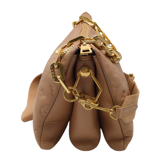 Louis Vuitton Camel Monogram Embossed Coussin PM Handbag