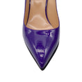 Load image into Gallery viewer, Sergio Rossi Purple Pointed Toe Block Heel Patent Leather Pumps
