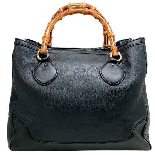 Gucci Black Leather Medium Diana Bag with Bamboo Handles