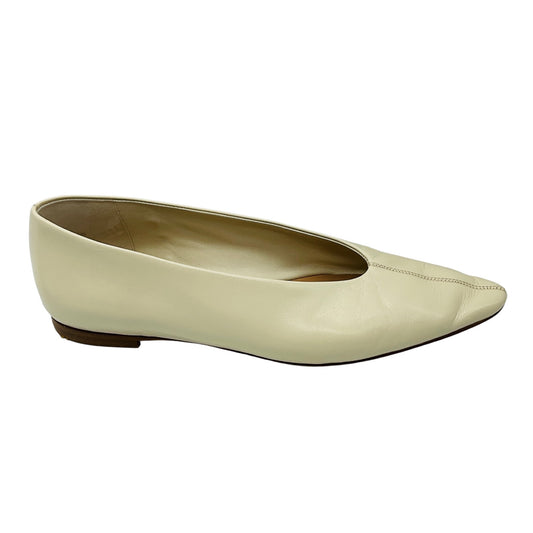 Bottega Veneta Cream Patent Leather Pointed Toe Flats