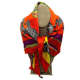 Load image into Gallery viewer, Hermes Orange Multi Les Zebres Print Square Silk Twill Scarf
