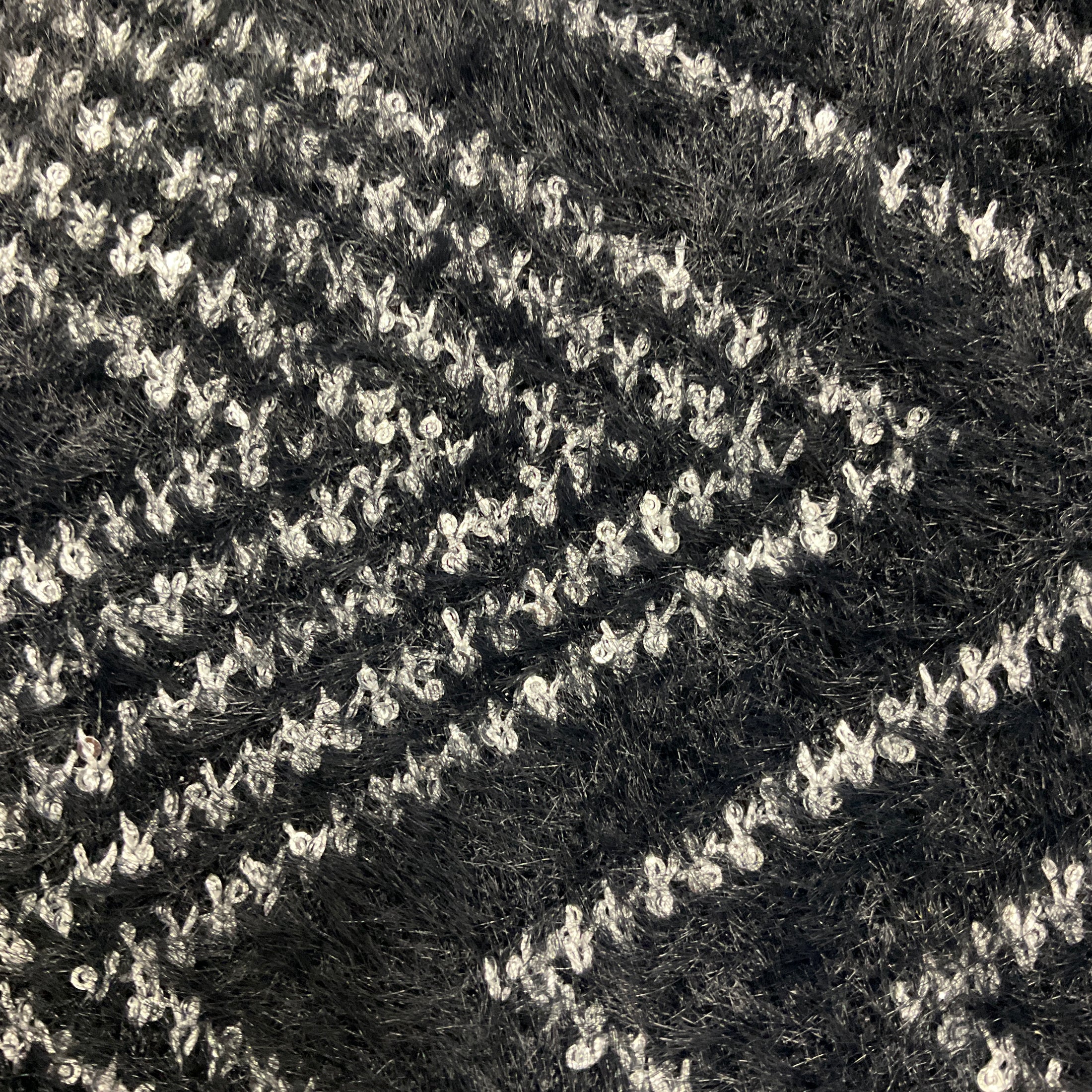 Missoni Black / Silver 2024 Sequined Zig Zag Knit Crewneck Sweater