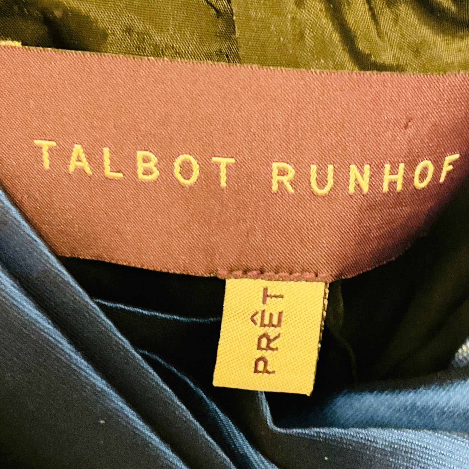 Talbot Runhof Blue Ruched Silk Taffeta Cocktail Dress