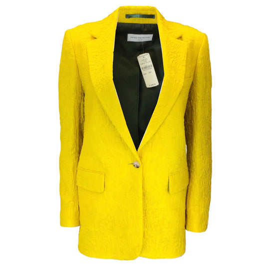 Dries Van Noten Marigold Yellow One-Button Jacquard Jacket
