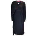 Load image into Gallery viewer, Sies Marjan Black / Red Contrast Stitching Long Sleeved Silk Crepe Midi Dress
