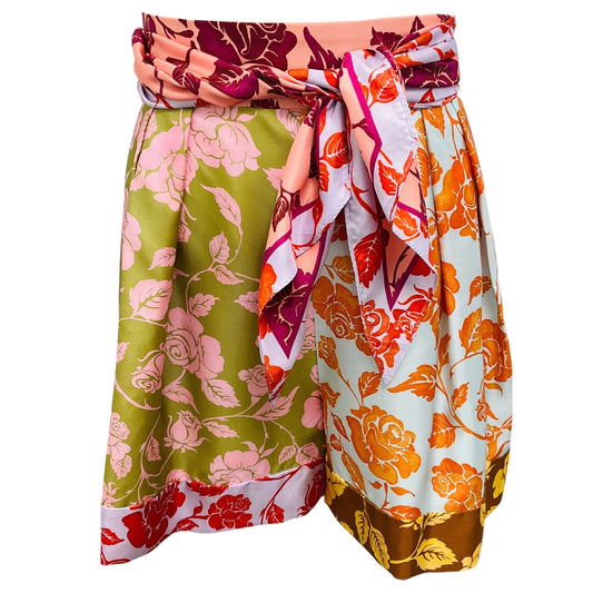 Zimmermann Multicolor The Lovestruck Spliced Mixed Roses Floral Print Silk Twill Shorts