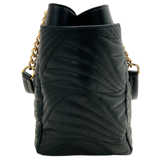 Salvatore Ferragamo Black Quilted Leather Lexi Chain Tote Bag