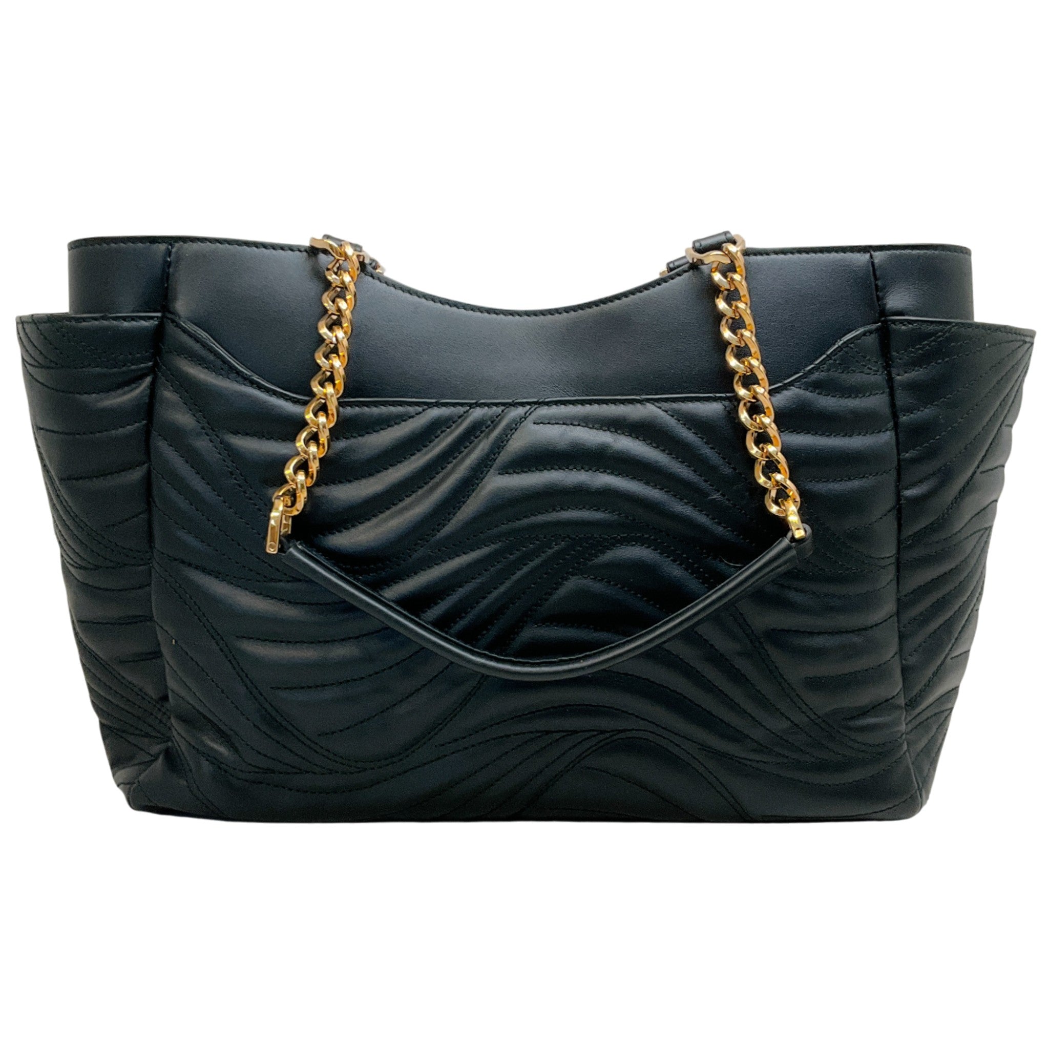 Salvatore Ferragamo Black Quilted Leather Lexi Chain Tote Bag