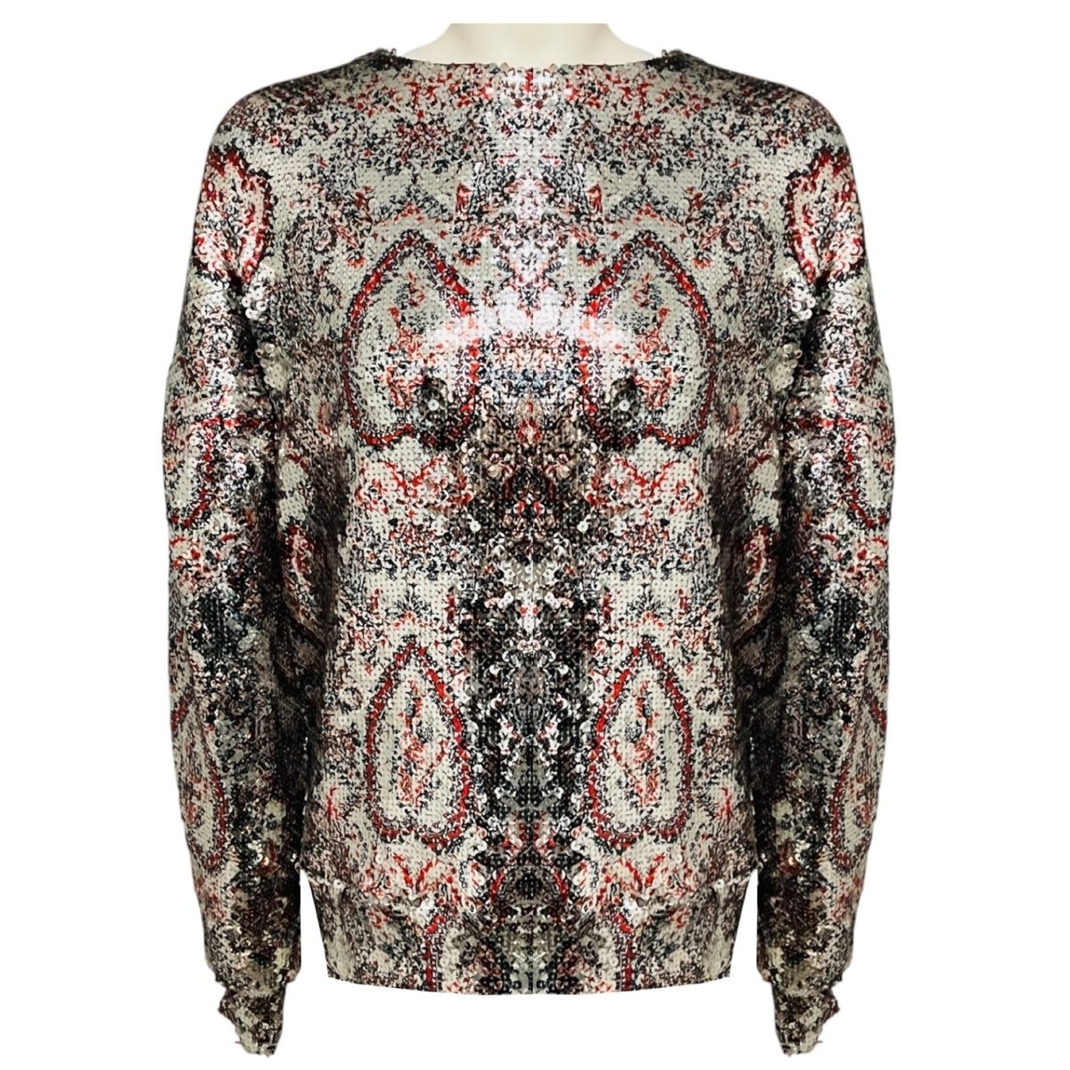 Isabel Marant Silver Metallic Multicolor Sequined Olivio Top