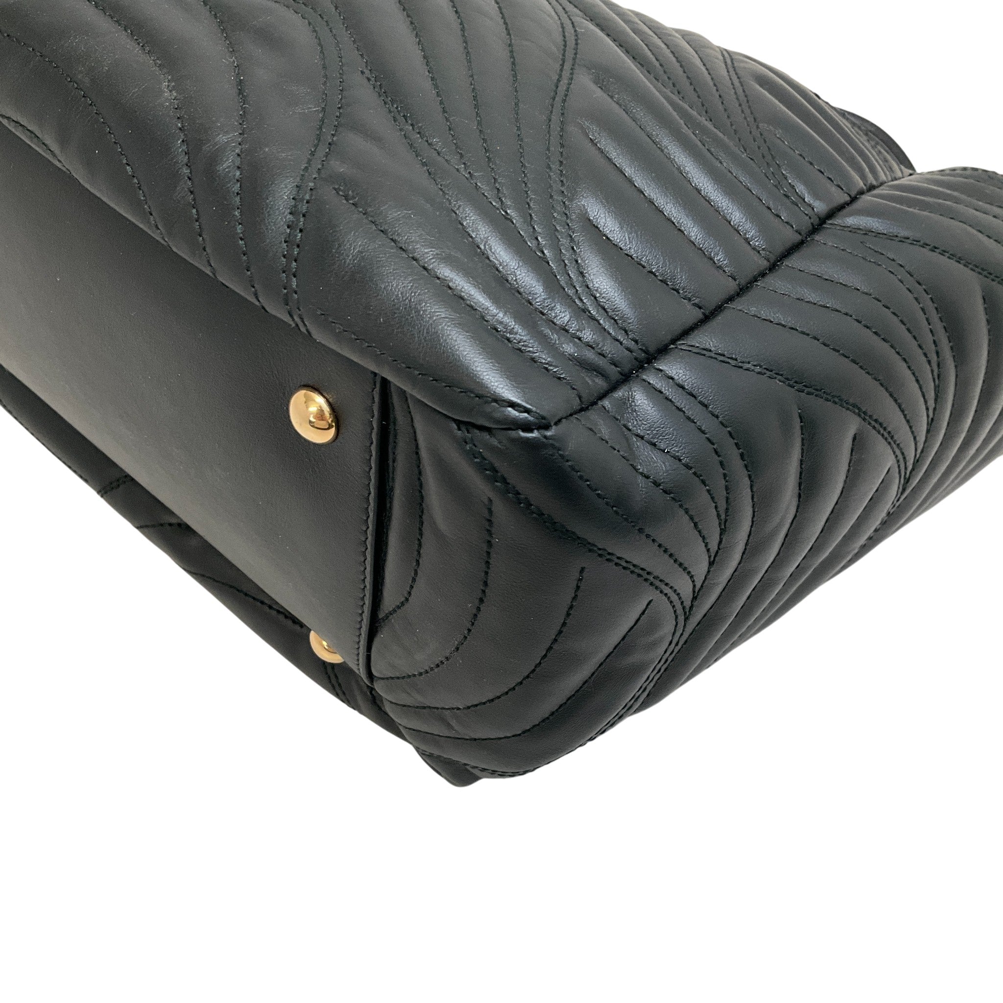 Salvatore Ferragamo Black Quilted Leather Lexi Chain Tote Bag
