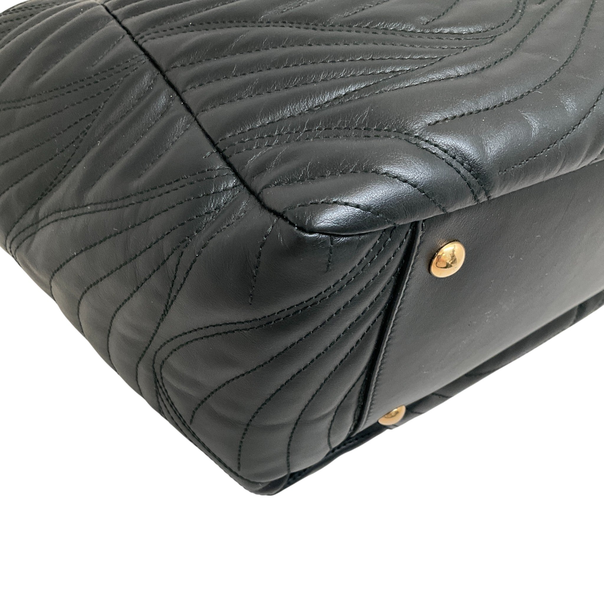 Salvatore Ferragamo Black Quilted Leather Lexi Chain Tote Bag
