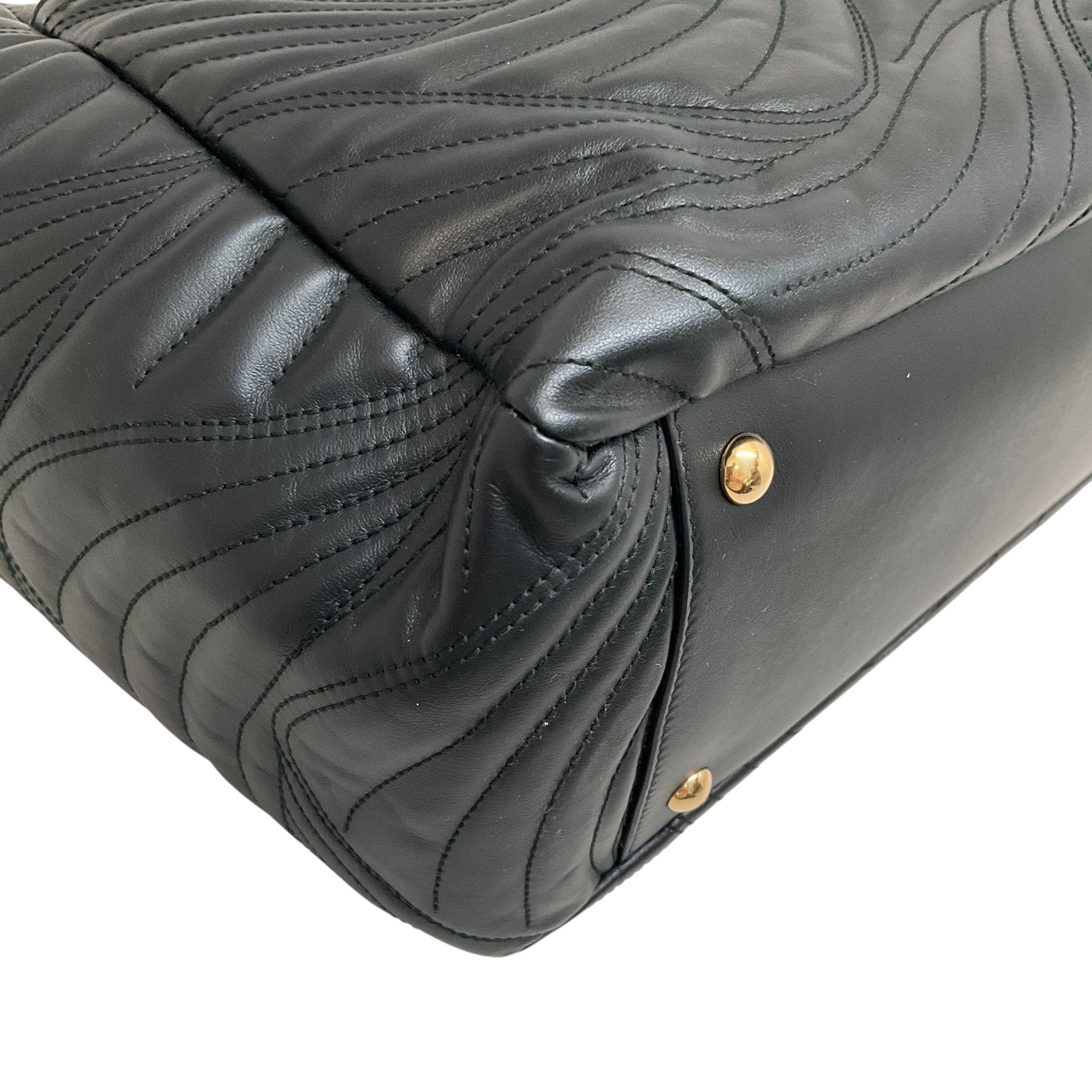 Salvatore Ferragamo Black Quilted Leather Lexi Chain Tote Bag