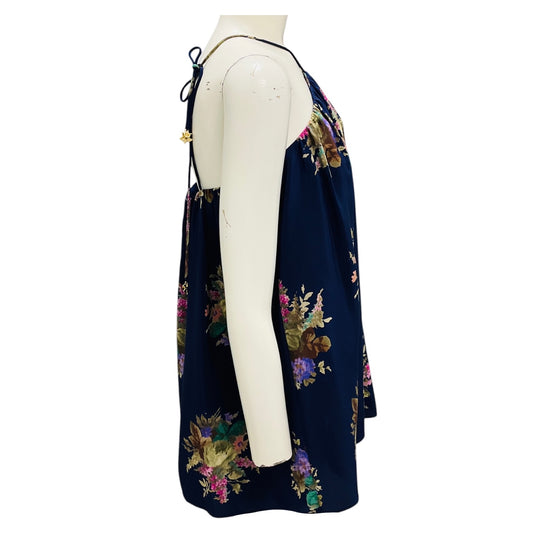 Zimmermann Navy Bouquet Halter Neck Blouse