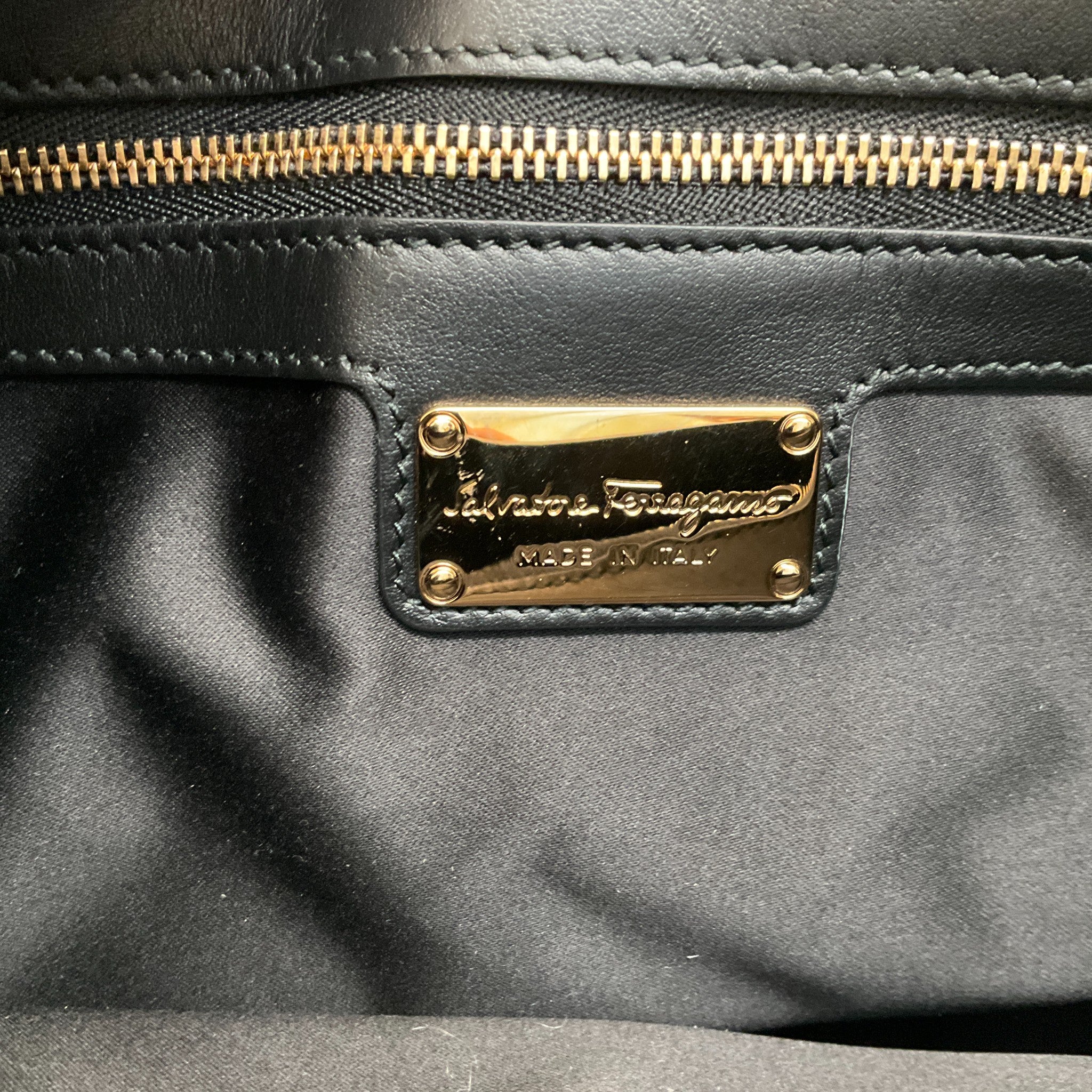 Salvatore Ferragamo Black Quilted Leather Lexi Chain Tote Bag
