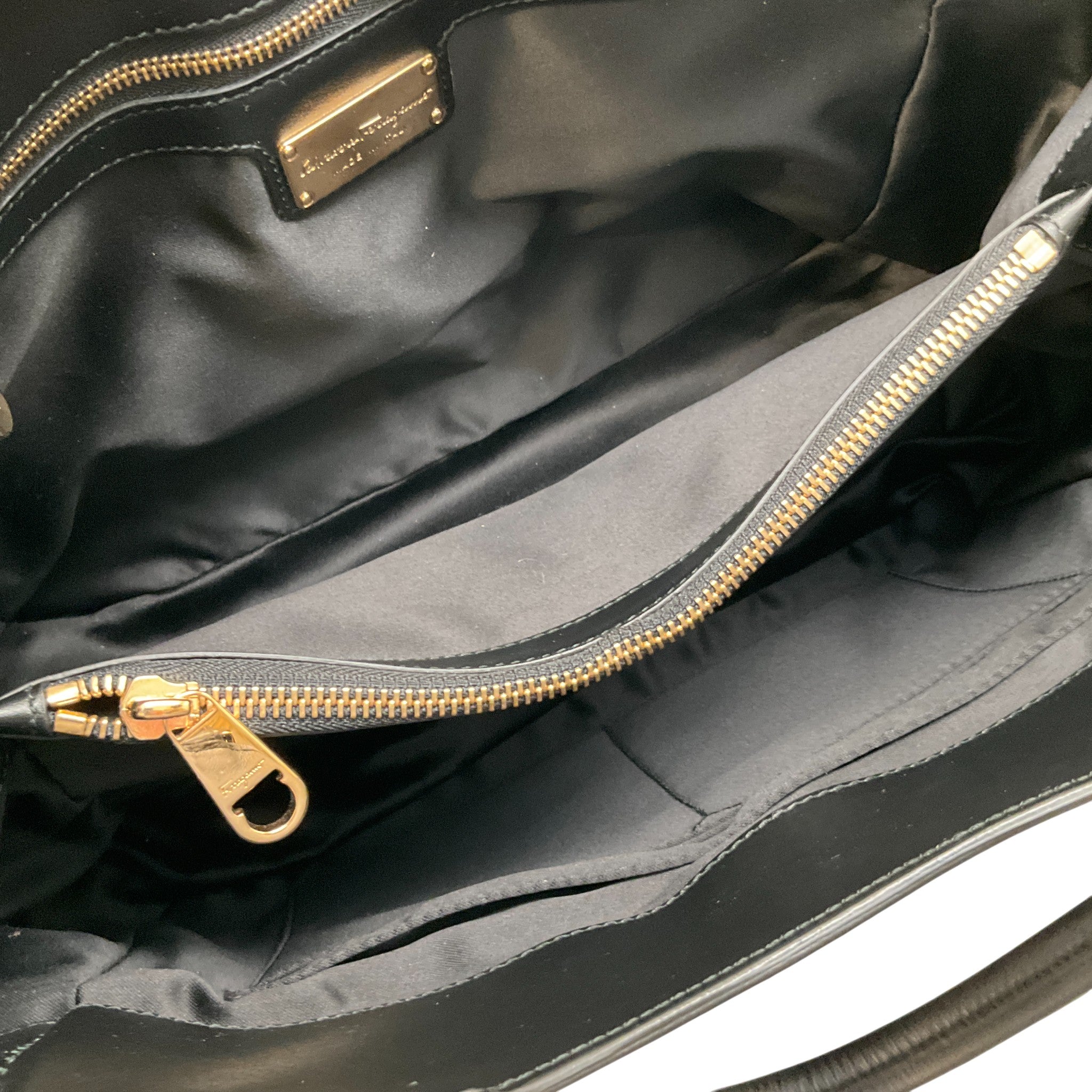 Salvatore Ferragamo Black Quilted Leather Lexi Chain Tote Bag