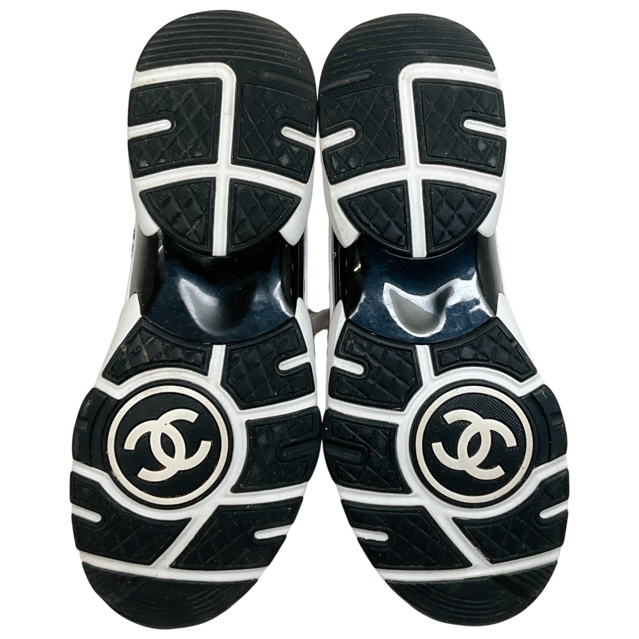 Chanel White / Blue Tweed Mark 24P Sneakers