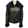 Load image into Gallery viewer, Alice + Olivia Black Embossed Shearling Moto Zip Jacket
