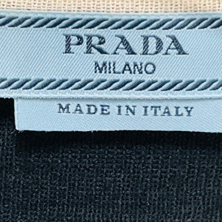 Prada Black / Navy Blue / White Colorblock Knit Cardigan Sweater
