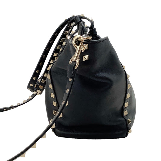 Valentino Black Leather Small Rockstud Bag with Crossbody Strap