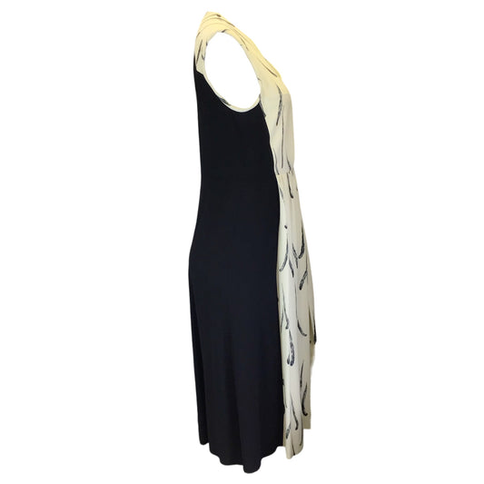 Dries Van Noten Ivory / Black Feather Print Crepe Midi Dress