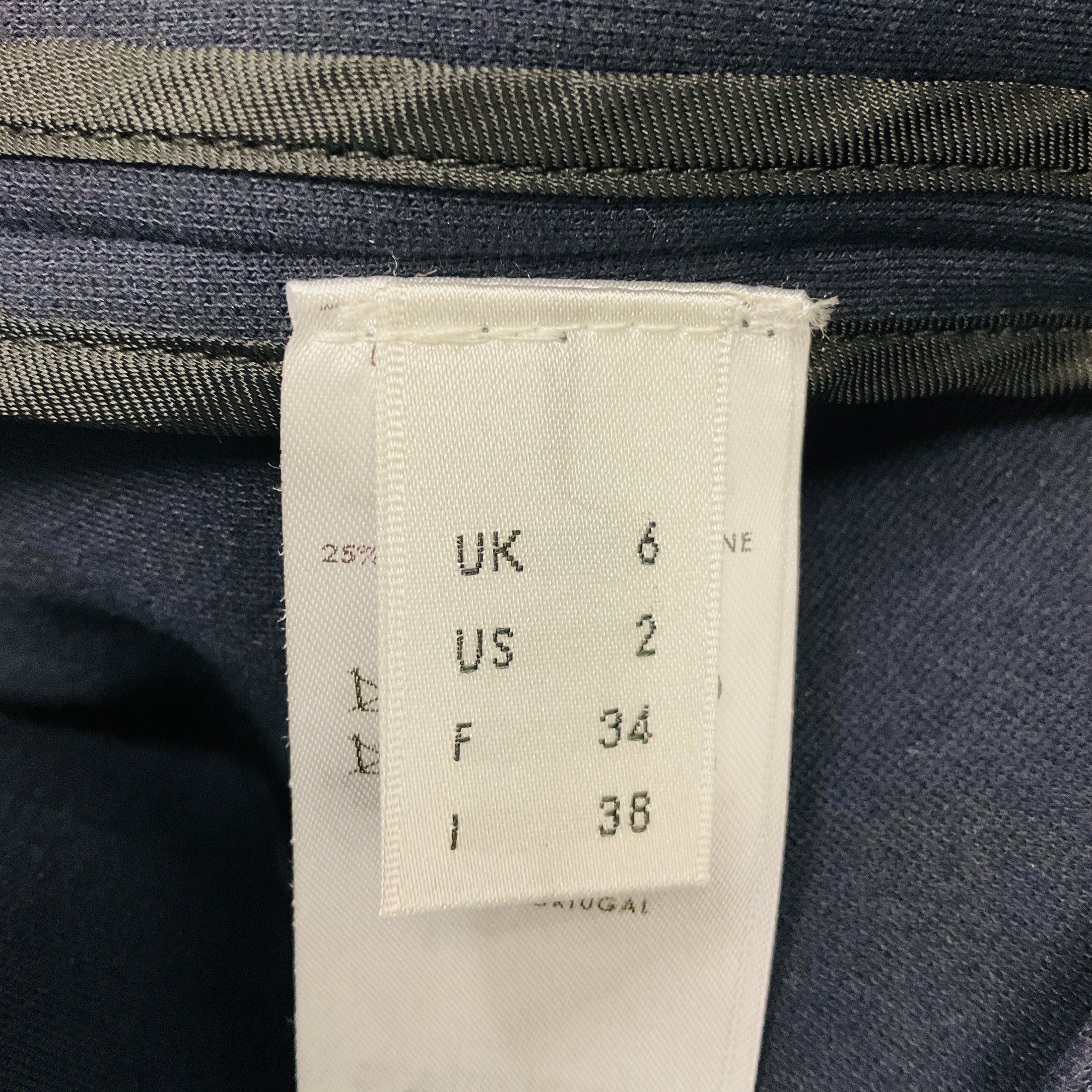Victoria Beckham Navy Viscose Stretch Full Zip Jacket with Belt