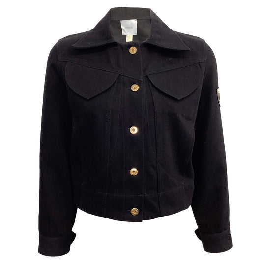 Patou Black Denim Jacket with Gold Embroidery