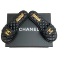 Load image into Gallery viewer, Chanel 2025 Black Quilted Leather Slide Sandals with Gold Logo
